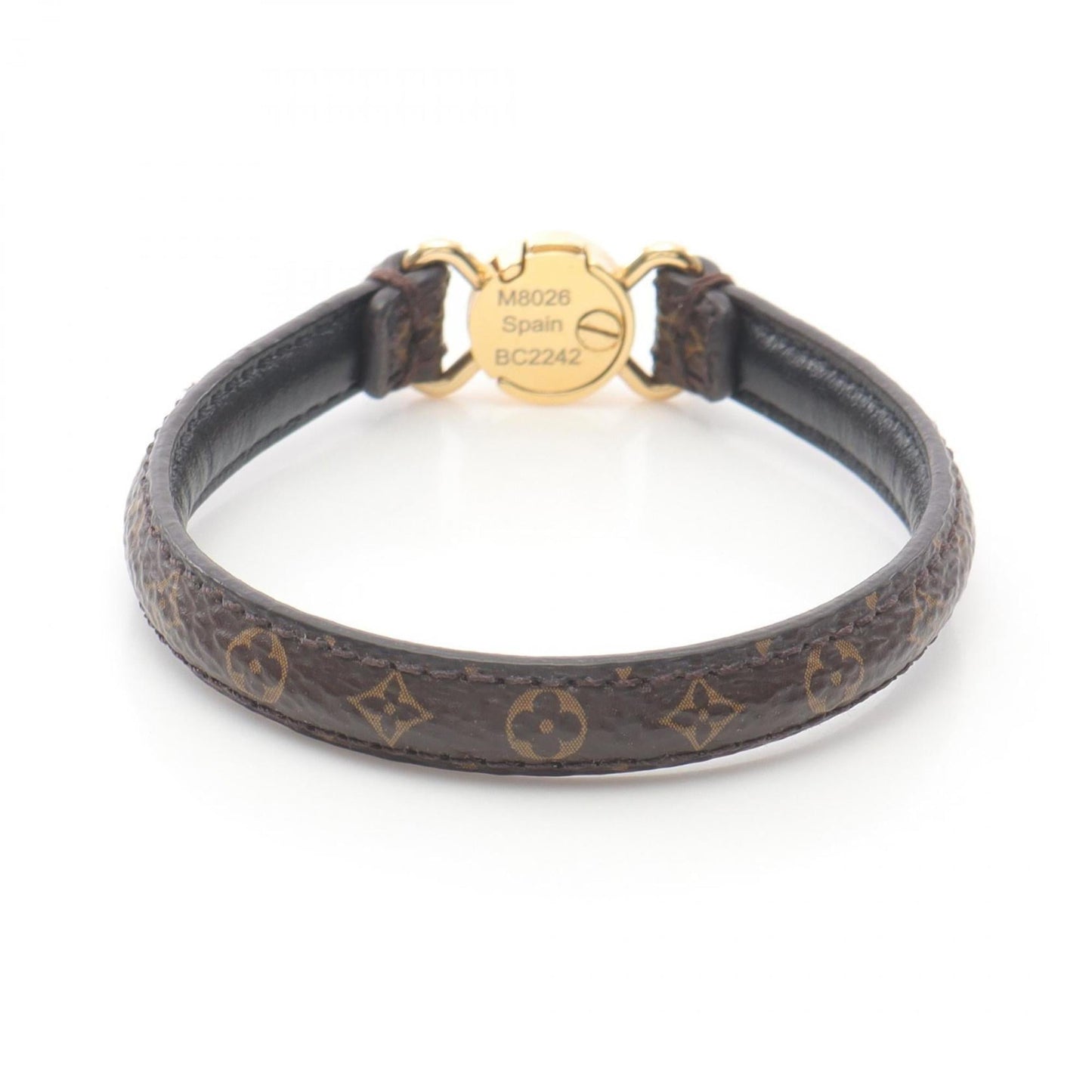 Louis Vuitton LV Click It Monogram Bracelet, Leather, Gold-Plated, Women's, Brown and Black