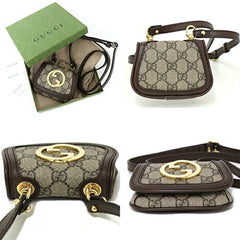 GUCCI Blondie Card Case Wallet GG Supreme Canvas Shoulder Bag 698635 Beige/Ebony — Like New