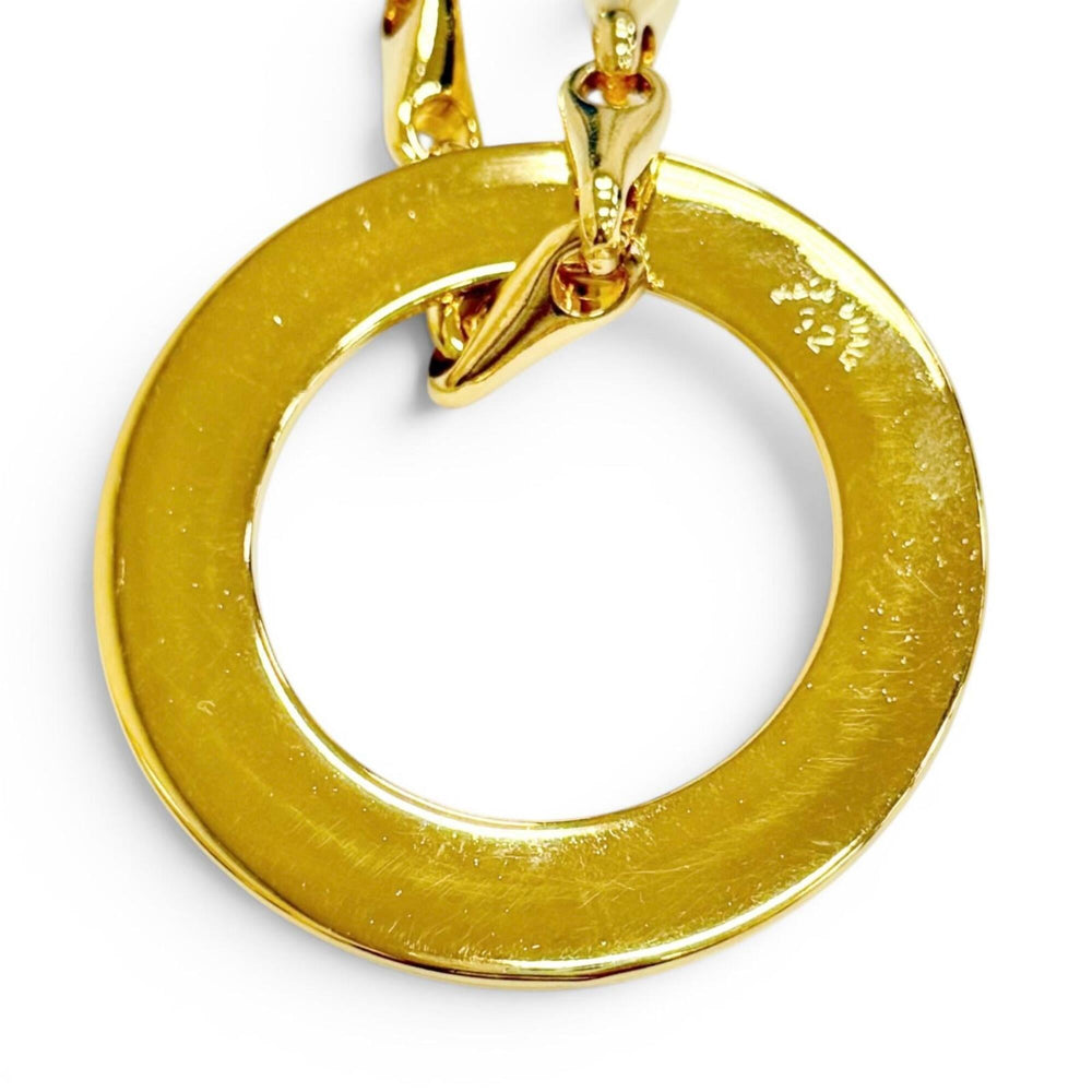 CELINE Vintage Circle Logo Design Chain Necklace Pendant Accessory Gold Made in Italy Women's — Like New