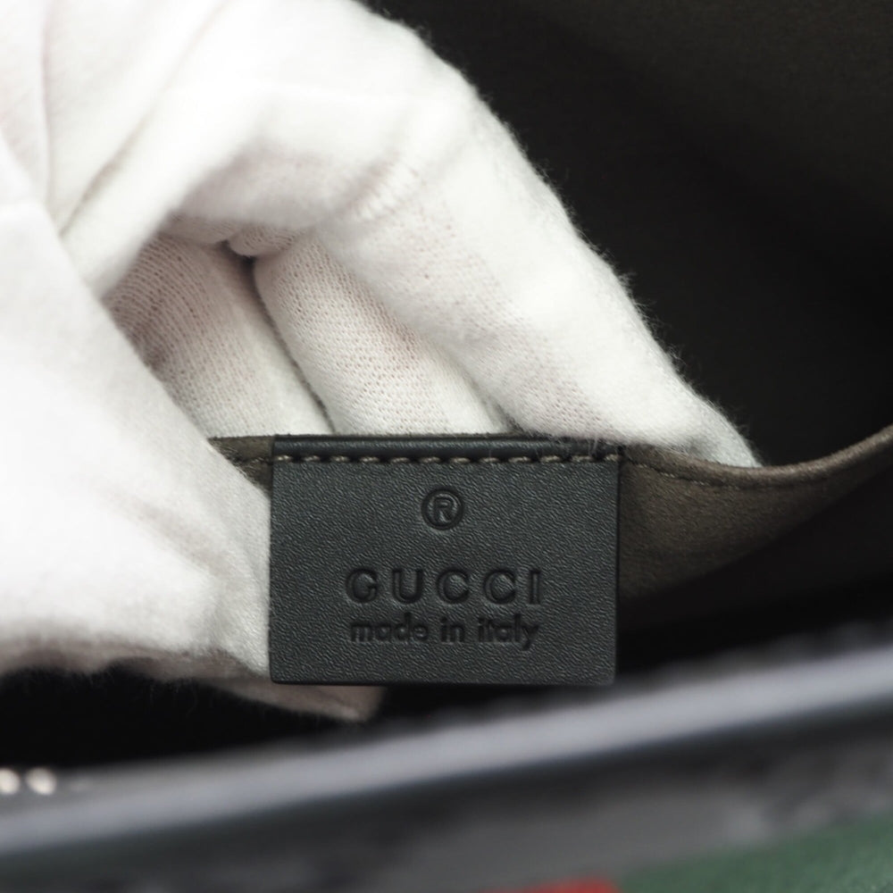 GUCCI GG Supreme Canvas Shima Sherry Line Clutch Bag 475316 Black Green Red Leather Men's — New - Store Return