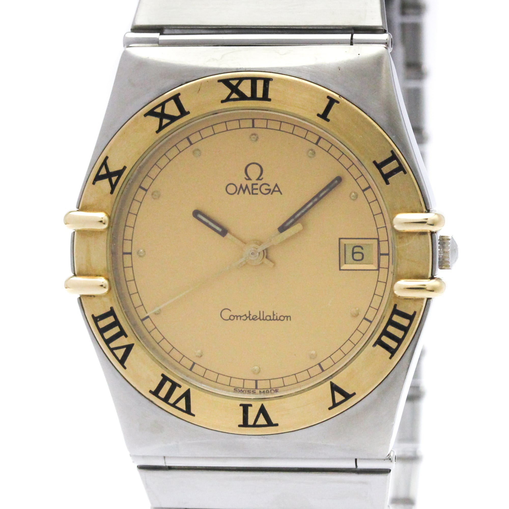 OMEGA Constellation 18K Gold Steel Quartz Mens Watch 396.1070 Polished — Very Good