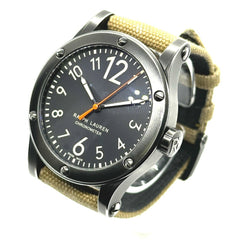 RALPH LAUREN Ralph Lauren Sporting Safari RL67 Chronometer Watch (RL0220900) with Stainless Steel Canvas Strap, Black/Khaki — Very Good