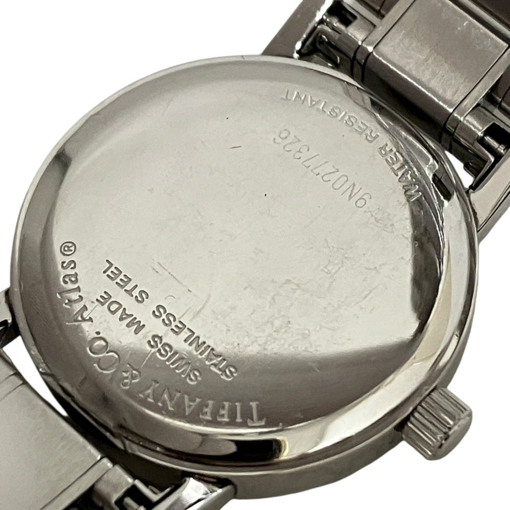 Tiffany & Co. Atlas watch, total weight 53.5g, stainless steel, quartz movement, black dial — Good