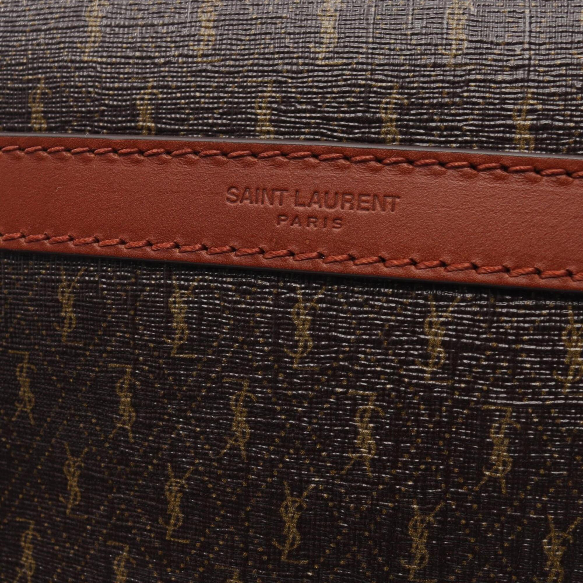 Yves Saint Laurent Saint Laurent Paris Monogram Camera Bag, Shoulder Handbag, Coated Canvas, Leather, Women's, Brown, 669957 — New - Store Return