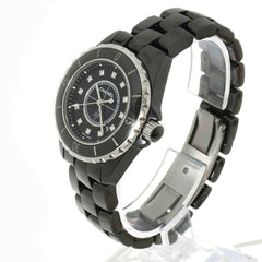 Chanel J12 33mm H1625 Women's Watch, 12 Diamonds, Date Display, Black Ceramic Quartz Watch — Very Good