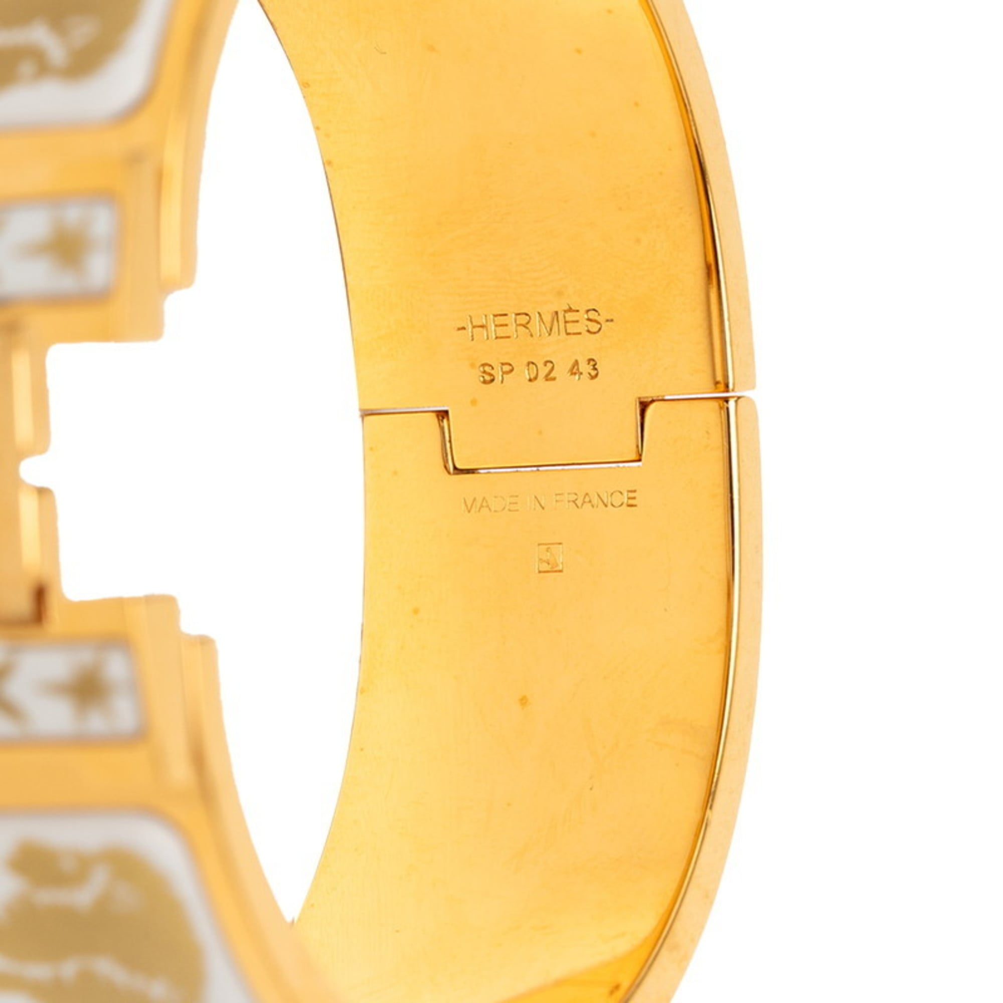 Hermès Click Crack H Bracelet, "Enchanted by the Charm of Orpheus," Gold and White Plated, Women's, HERMES