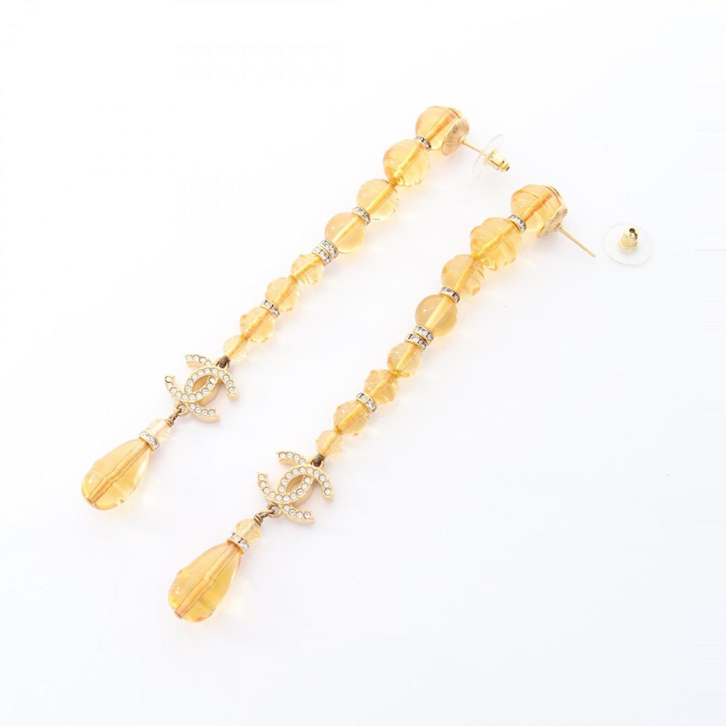 CHANEL Coco Mark Earrings with Gold-Plated Rhinestones for Women, Available in Gold and Clear