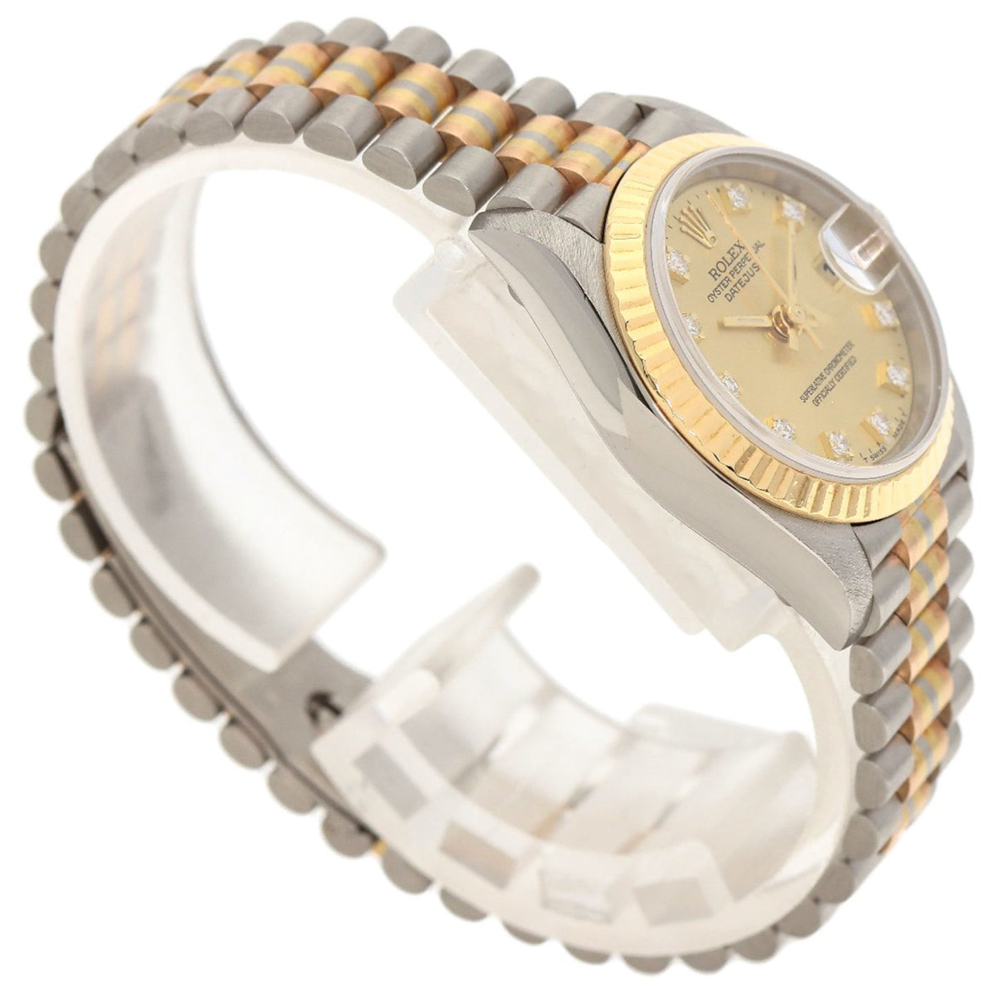 Rolex 69179BIC Datejust 10P Diamond Tridor Watch 18K White Gold 18KYG Ladies ROLEX