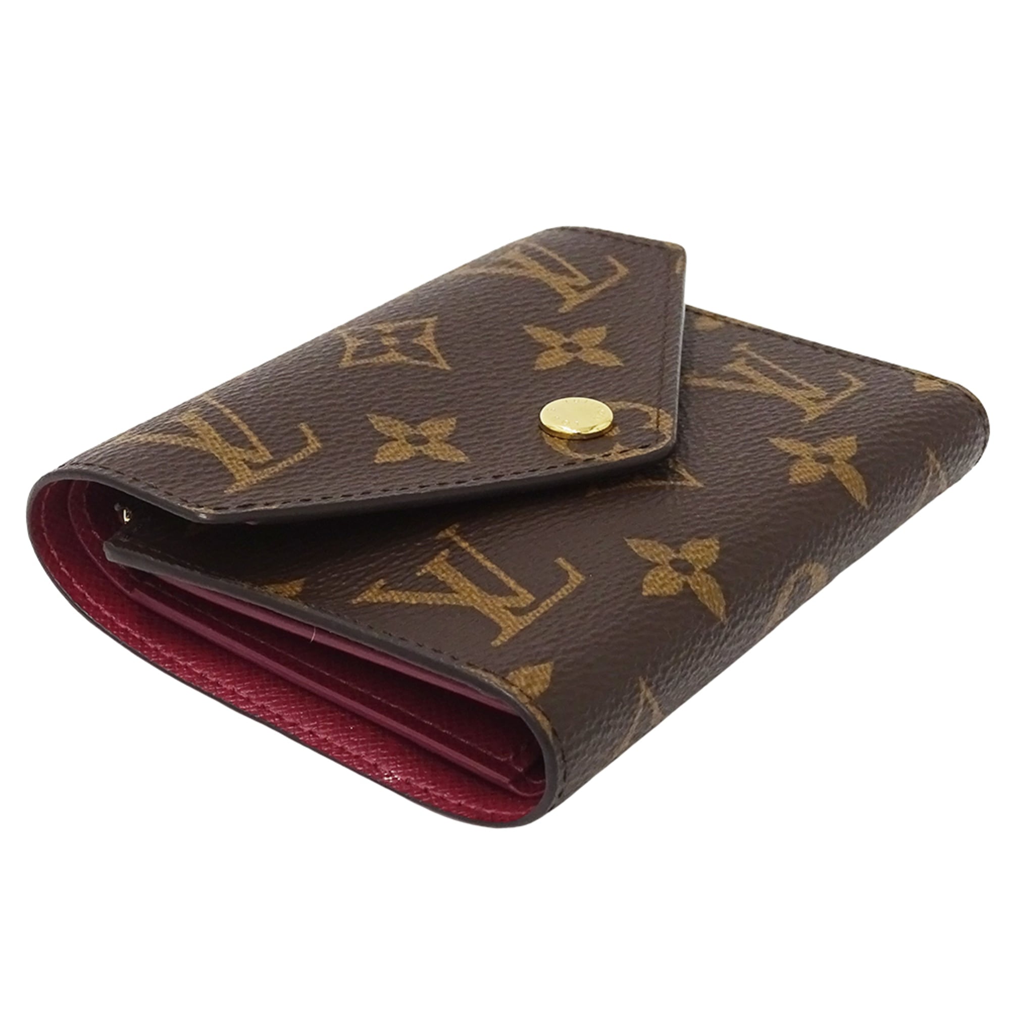 Louis Vuitton Monogram Tri-fold Wallet, Women's Portefeuille Victorine, Fuchsia, M41938, Brown, Pink, Purple, Mini Wallet