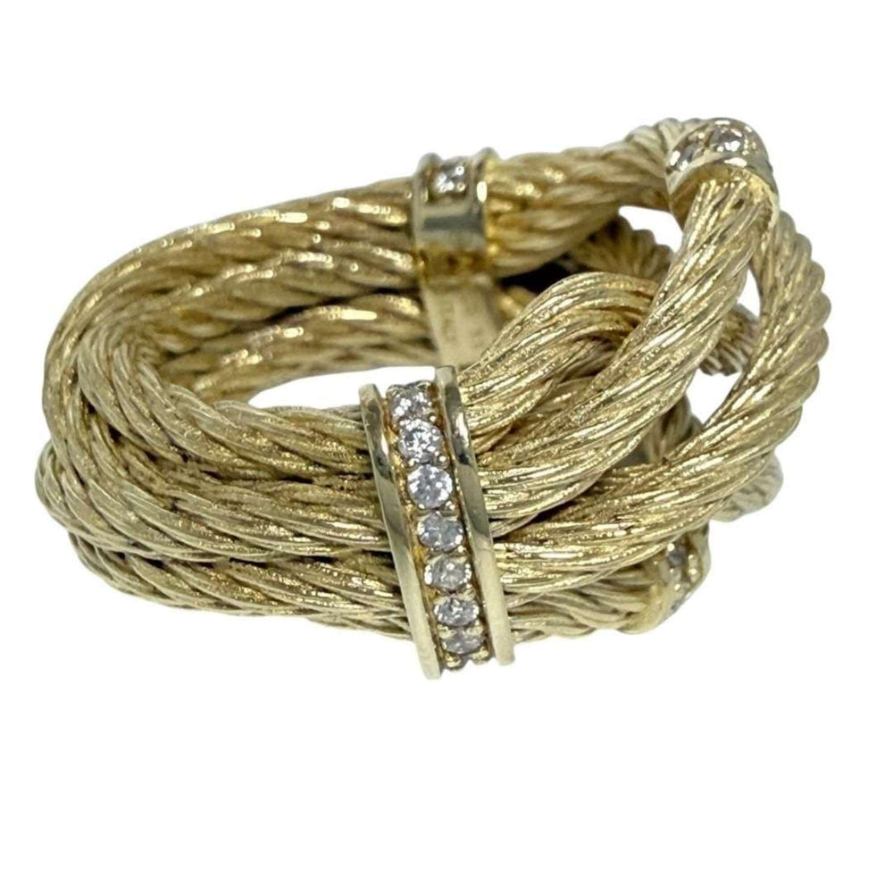Bottega Veneta women's ring, sterling silver (925), gold color, size 12 — Like New