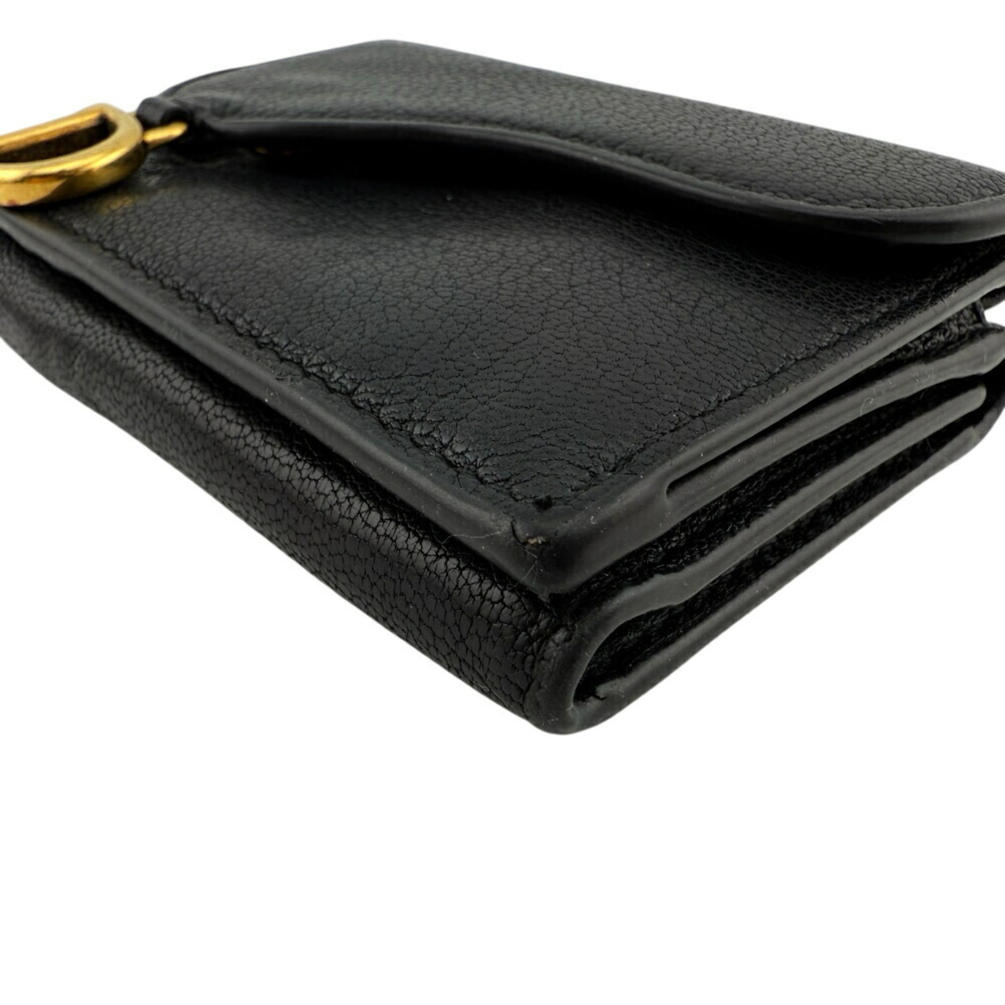 Christian Dior Saddle Compact Wallet, Tri-fold Black, Women's