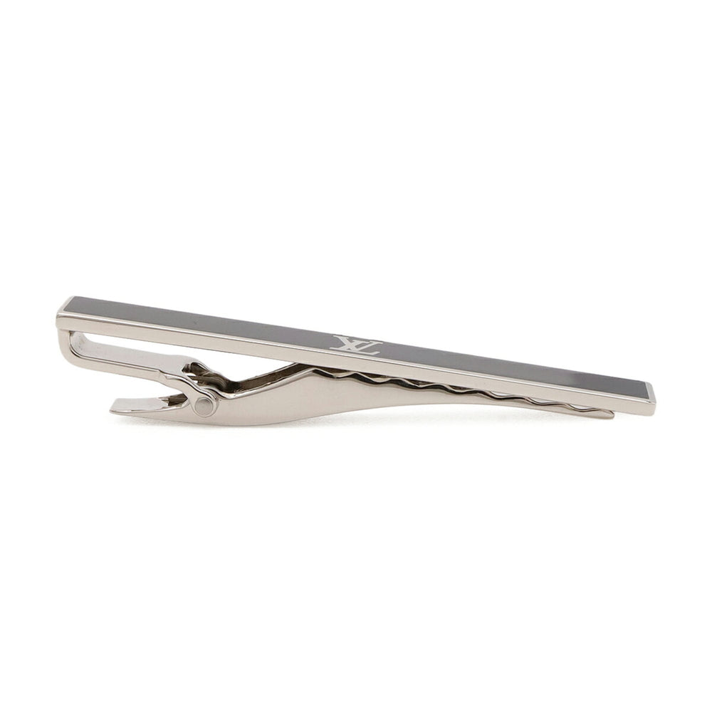 LOUIS VUITTON Louis Vuitton Cravat LV Award Tie Clip Bar Steel Enamel Silver Black M00913 — Like New