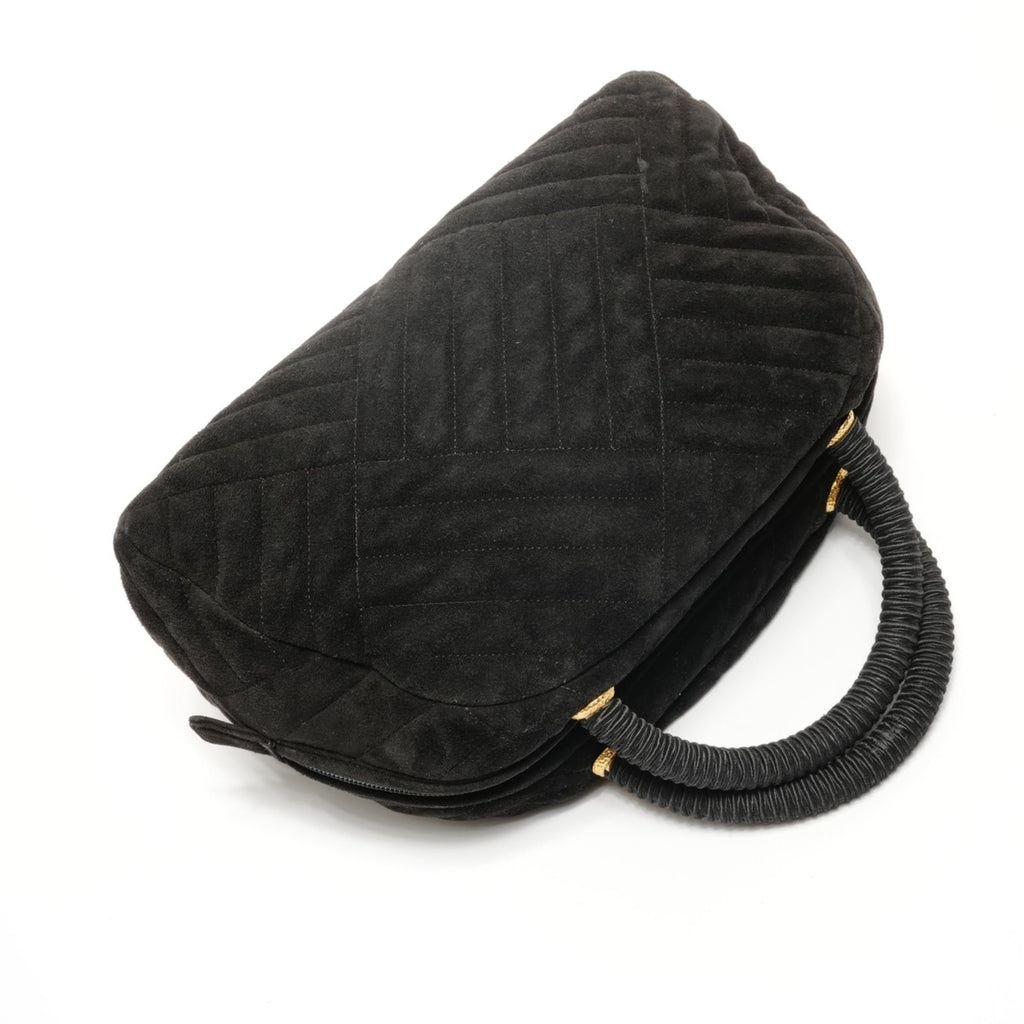 Prada suede Boston bag handbag in black