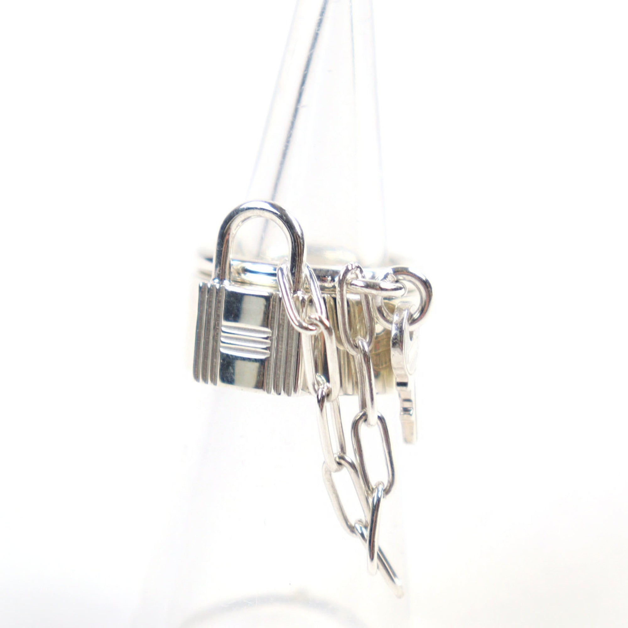 HERMES Alpha Kelly AG925 Clochette Cadena Double Ring - Silver Accessory, Size 49 (Japanese Equivalent), Made in France, Weight 11.37g, Women's — Like New