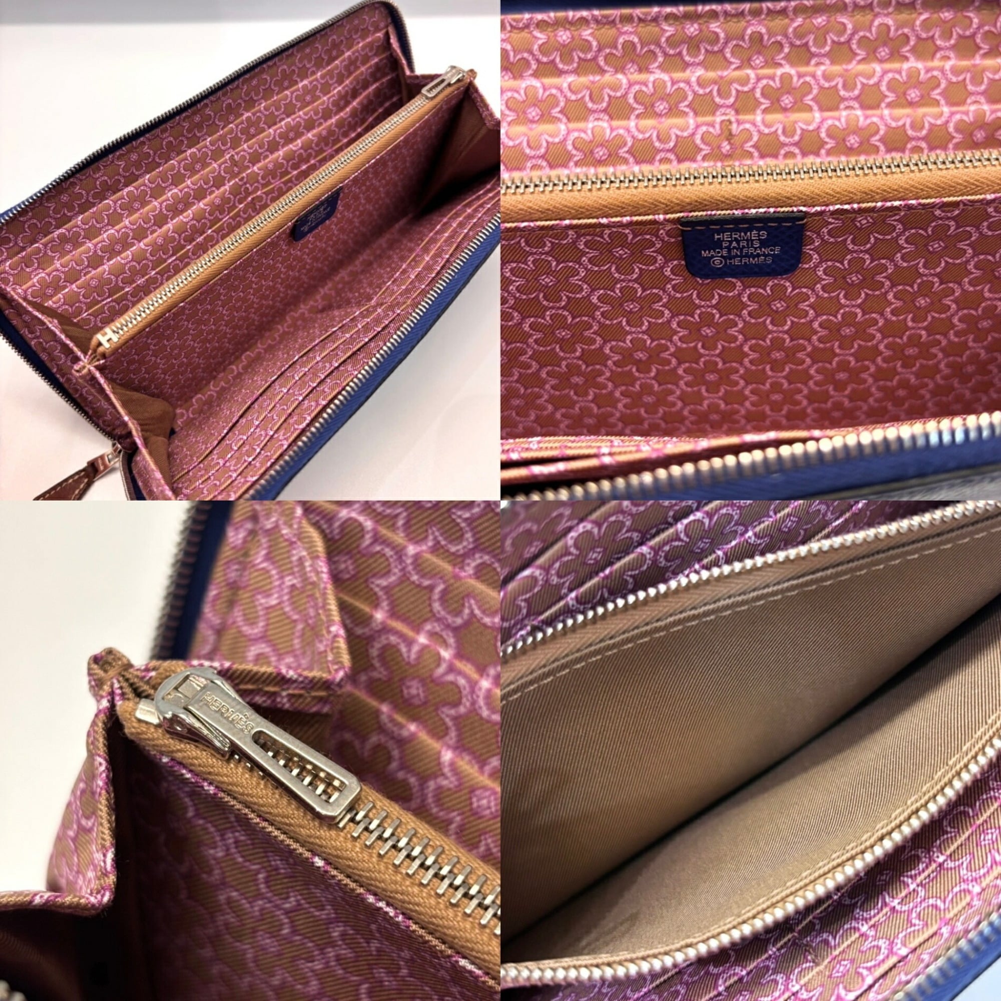 Hermes Hermès Azap Long Silk-In Epsom Leather Round Zip Wallet in Blue