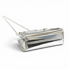 Salvatore Ferragamo FERRAGAMO Wanda Mini Gancini Leather 2-Way Chain Shoulder Pouch Bag, Silver, Made in Italy, Women's, with Dust Bag — Like New