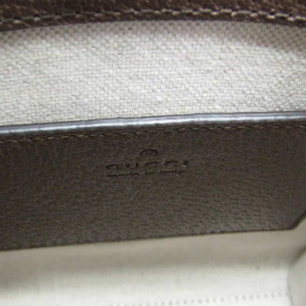 Gucci Jumbo GG Mini 699406 Women's Canvas,Leather Handbag,Shoulder Bag Beige,Dark Brown — Like New