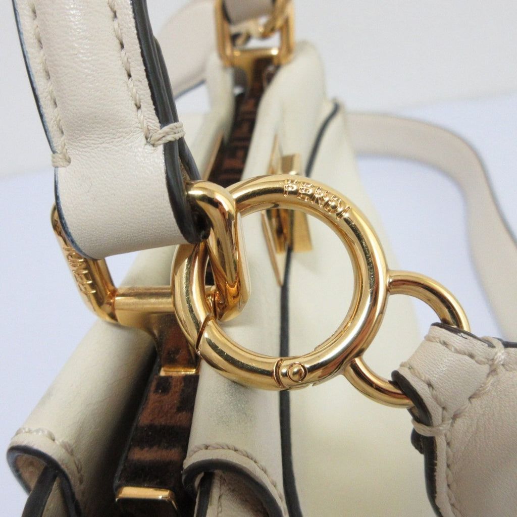 FENDI Peekaboo Mini Handbag/Shoulder Bag, Off-White, Women's