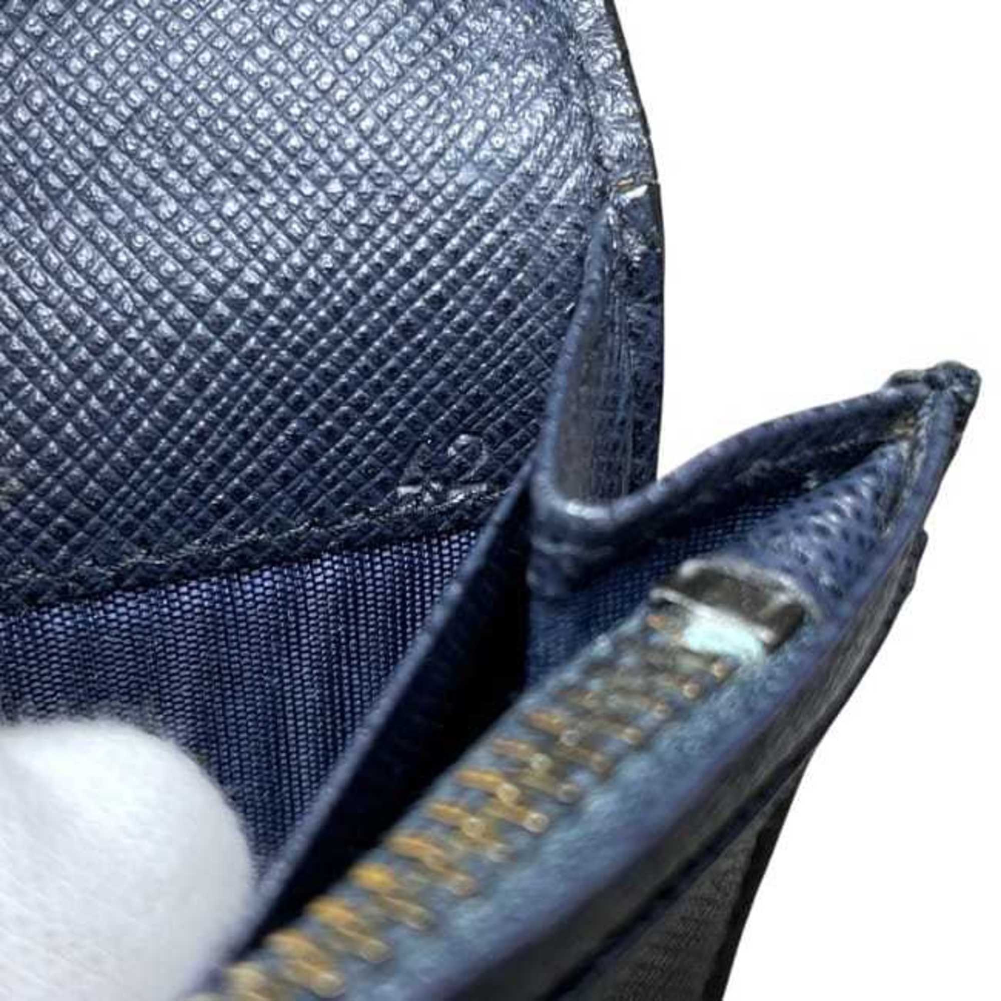 Prada bifold long wallet ec-24533 navy 2MV836 Saffiano leather size 42 PRADA blue triangular plate men's hardware