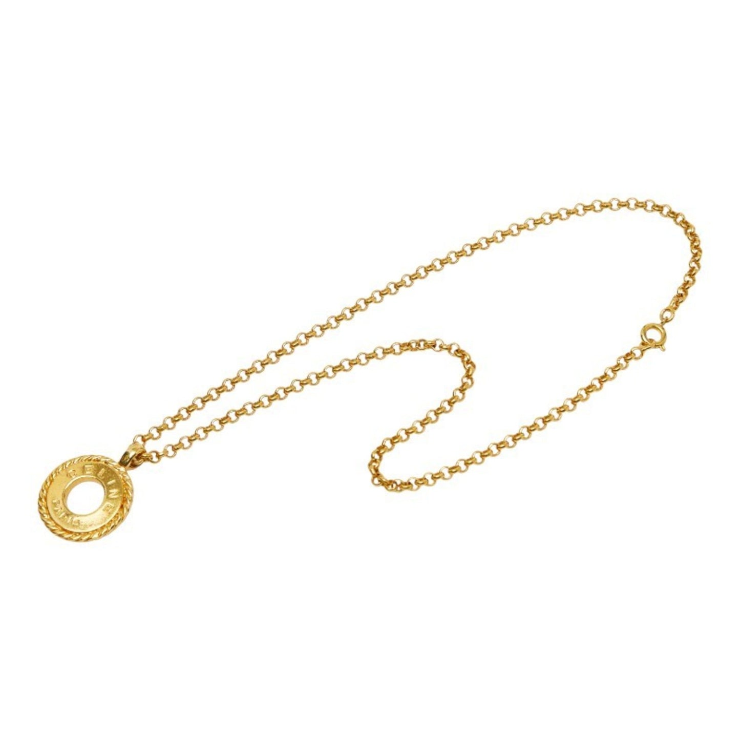 Celine Circle Logo Necklace, Gold Plated, Women's, CELINE
