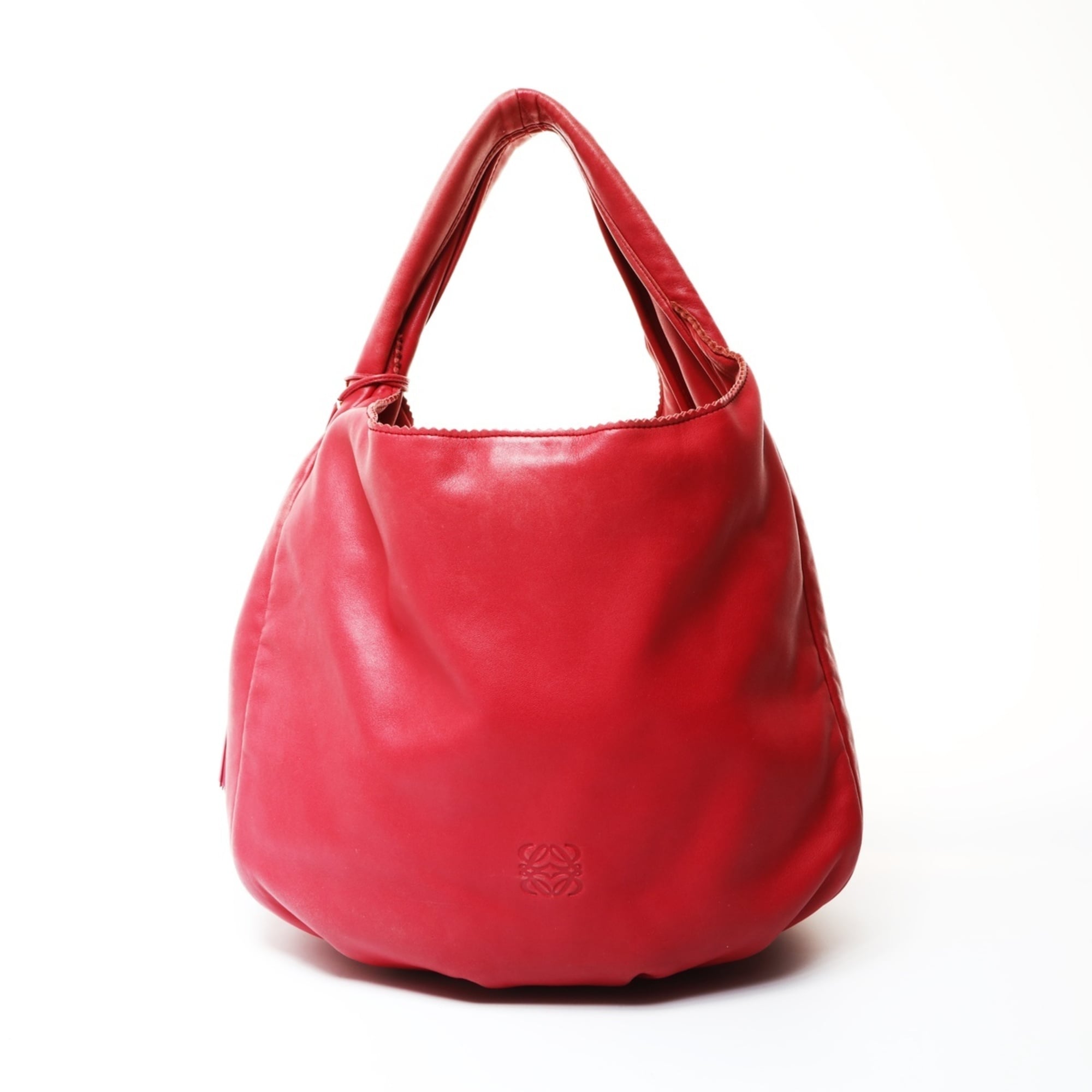 LOEWE Soft Leather Anagram Shoulder Bag in Red