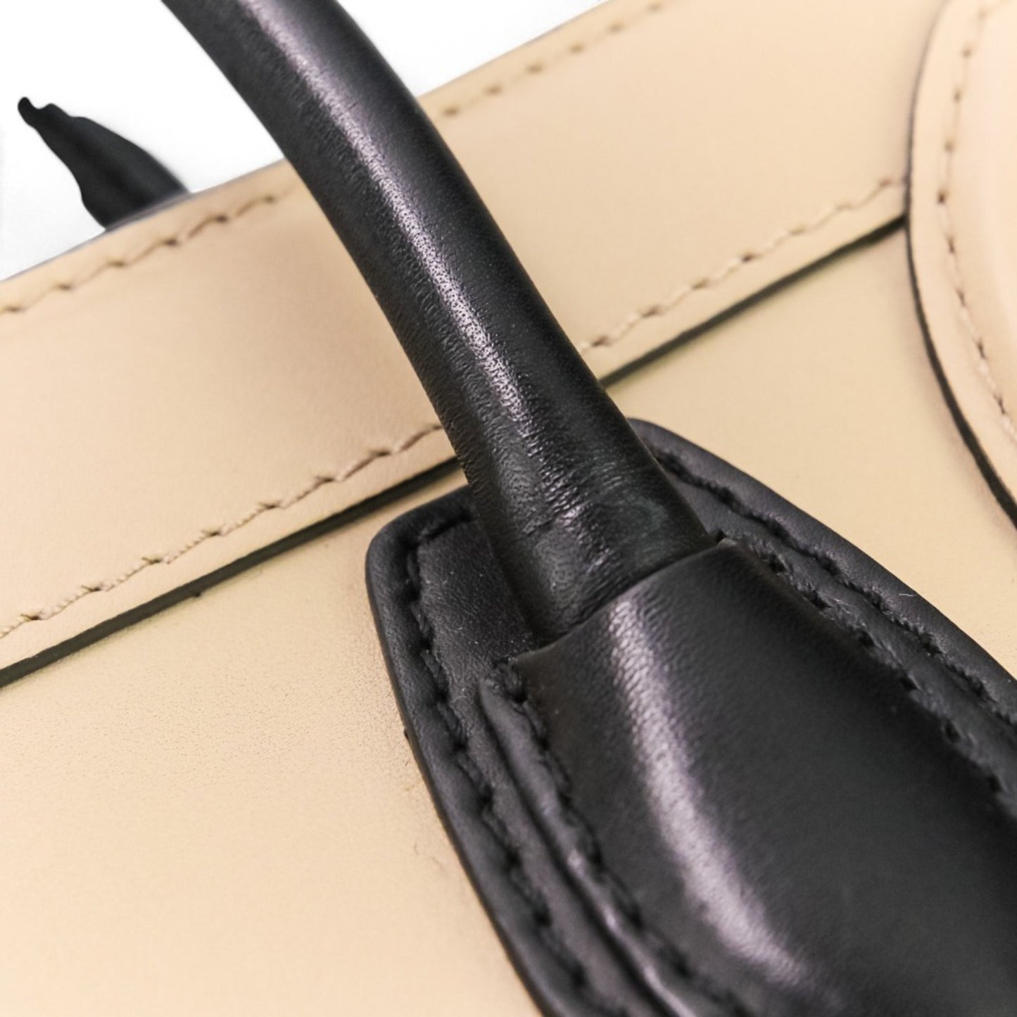 CELINE Luggage Nano Shopper 2-Way Tote Bag/Shoulder Bag in Two-Tone Beige and Black for Women