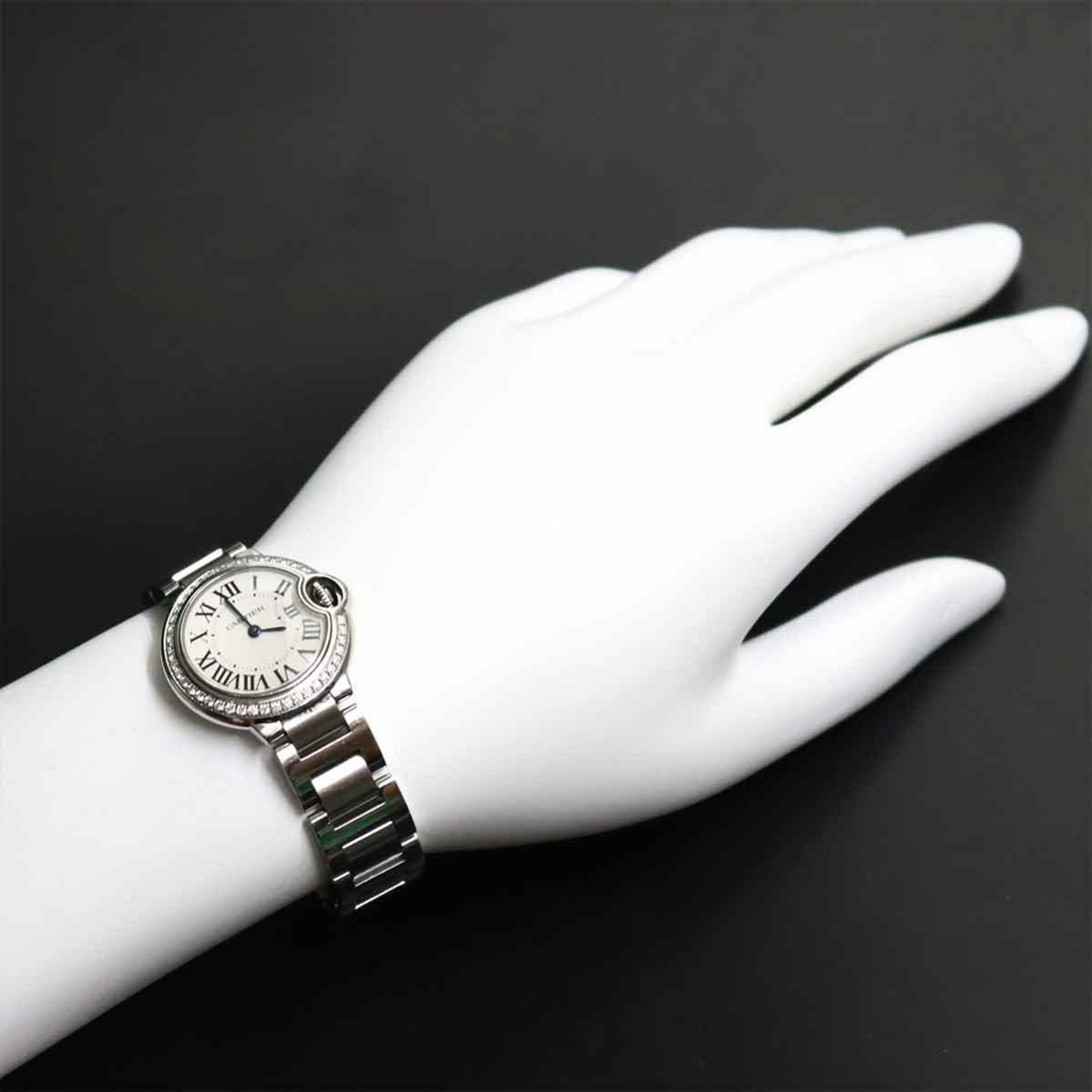 Cartier Ballon Bleu 28mm W4BB0015 Women's Watch, Diamond Bezel, Silver, Quartz Watch — Very Good