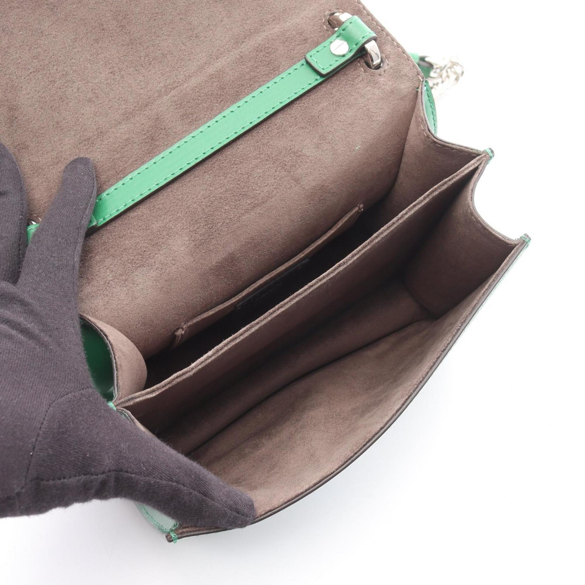 Fendi MINI KAN I shoulder bag, leather, women's, green, 8M0381