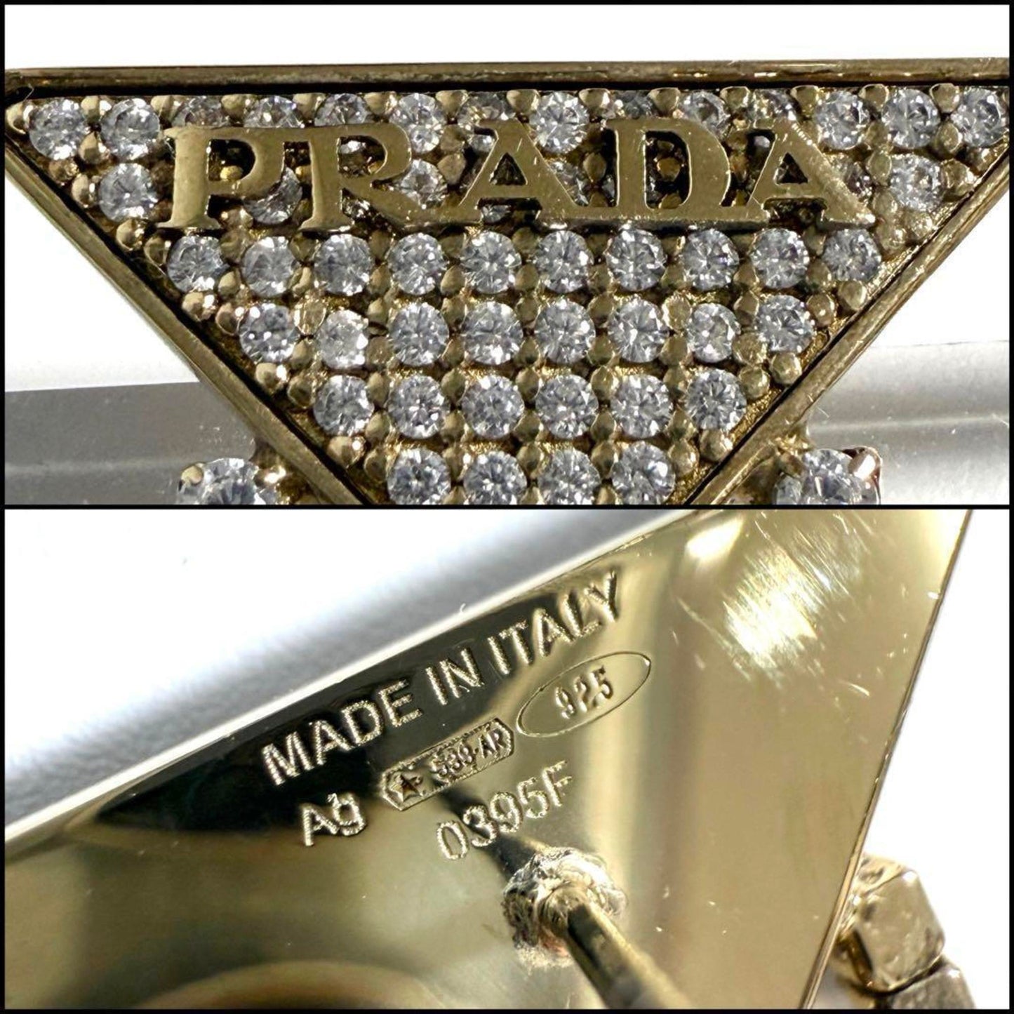 Prada Women's Crystal Logo Jewel Zirconia Earrings in Silver 925
