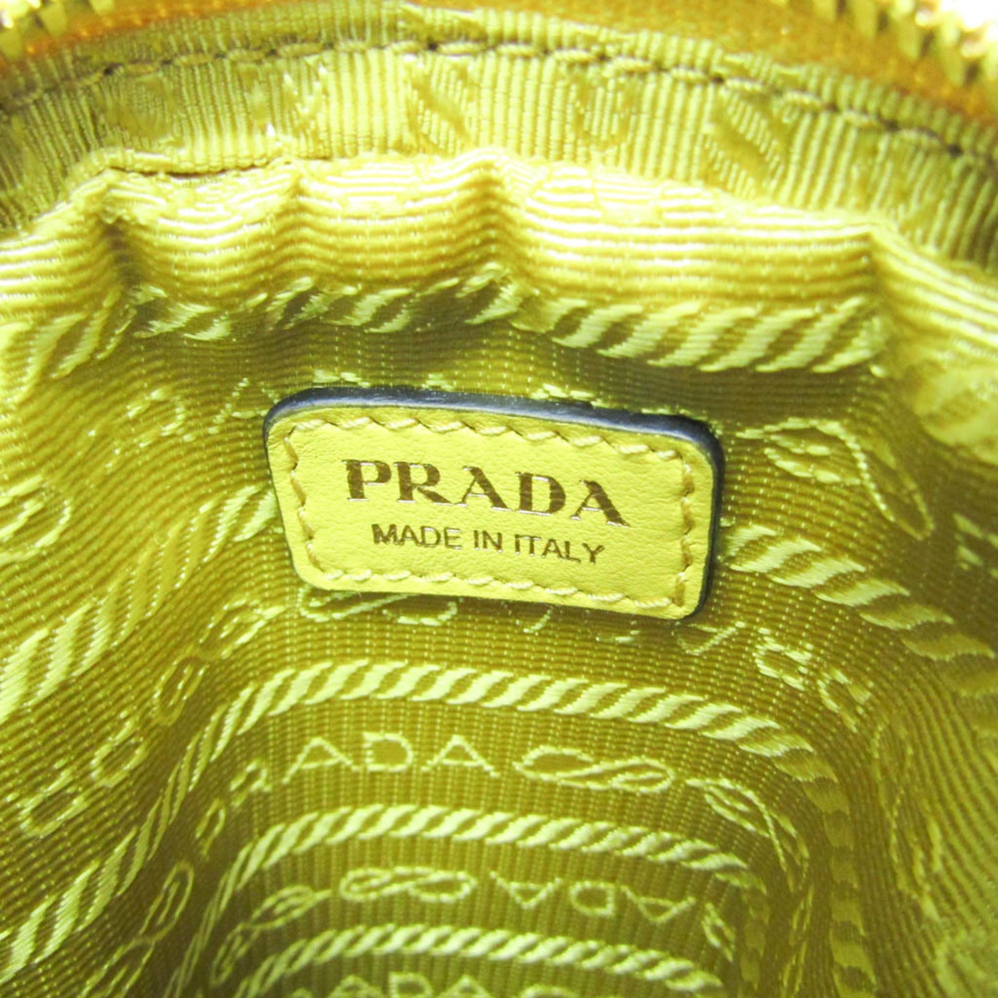 Prada Small Shoulder Pouch PELLETTERIA 9Y21OM Women's Leather Pouch,Shoulder Bag Yellow — Like New