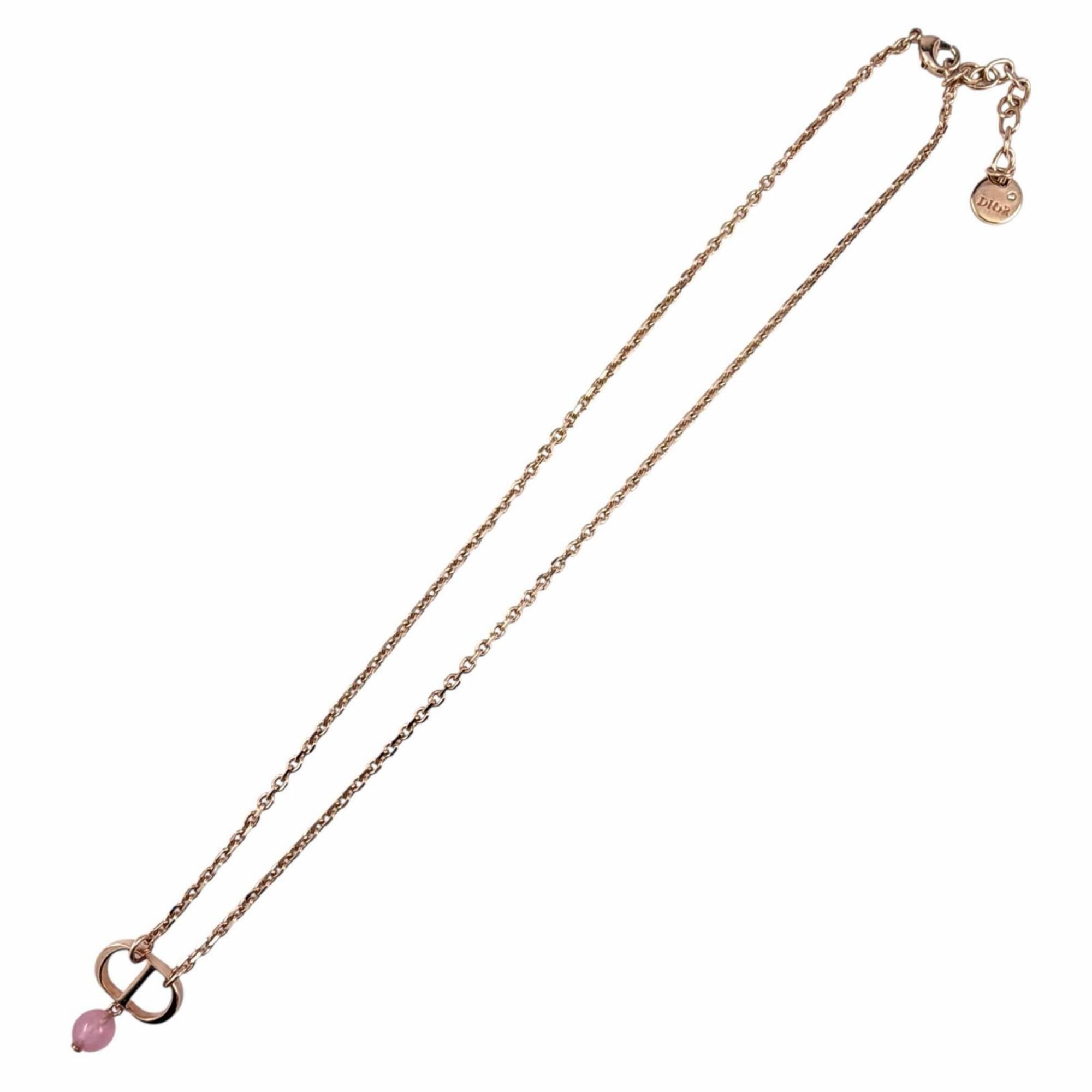 Christian Dior DIOR N1390PTCPL Petit CD 1P Diamond Resin Pearl Necklace Rose Gold with Box and Dust Bag for Women — Like New