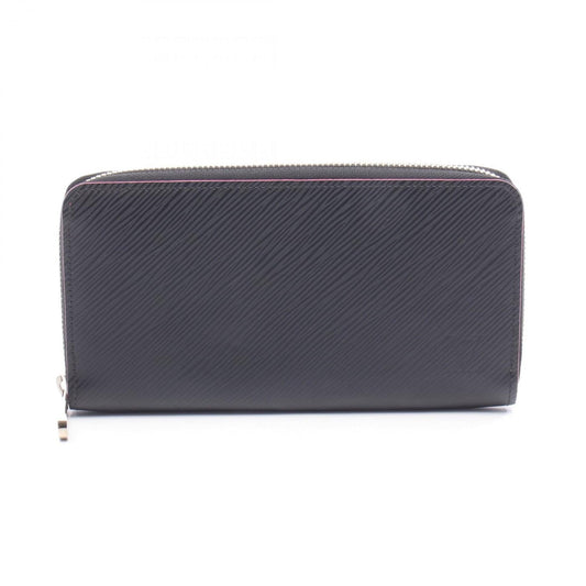Louis Vuitton Zippy Wallet Epi Leather Noir Hot Pink Round Long Women's Black and M64838