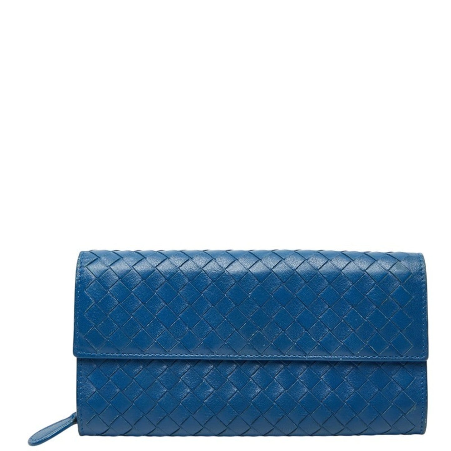 Bottega Veneta Intrecciato Long Wallet Blue Leather Women's BOTTEGAVENETA