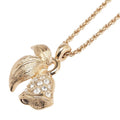 Christian Dior Vintage Leaf Bell Motif Necklace with Gold Plated Rhinestones for Women