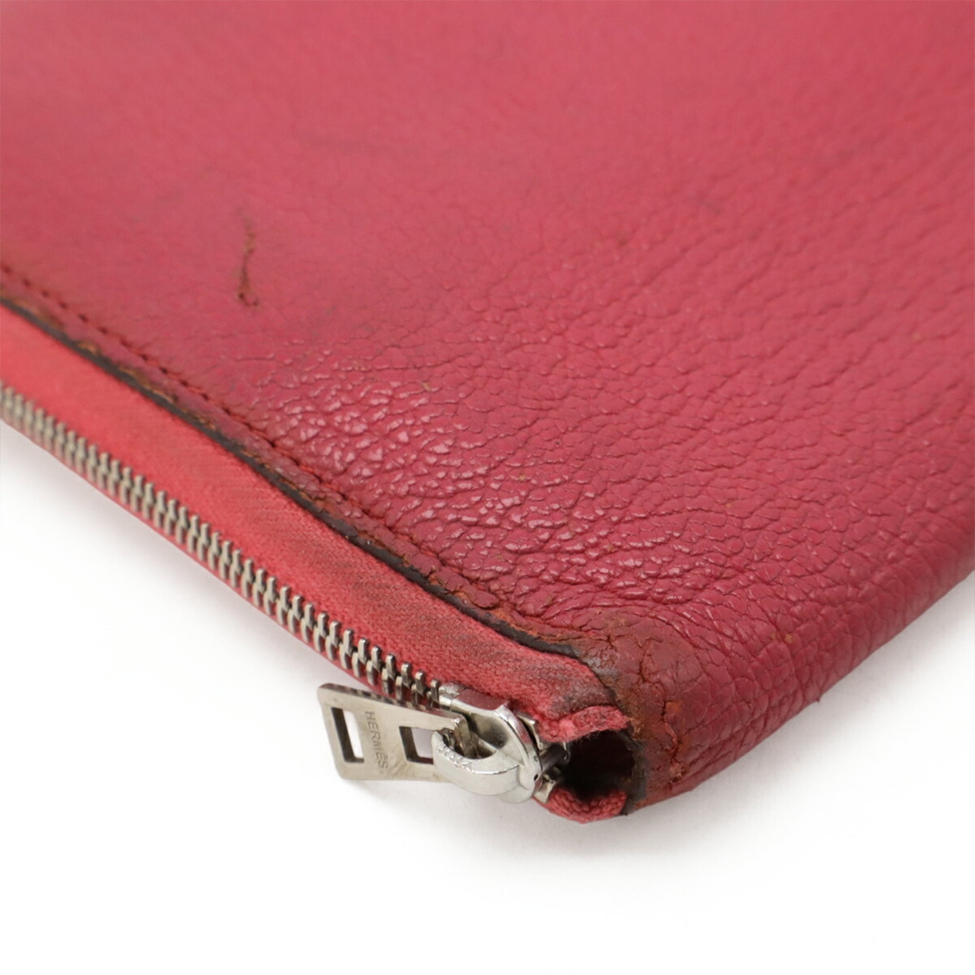 HERMES Azap Combine Round Long Wallet in Chevre Leather, Fuchsia Pink, Stamped with "M"