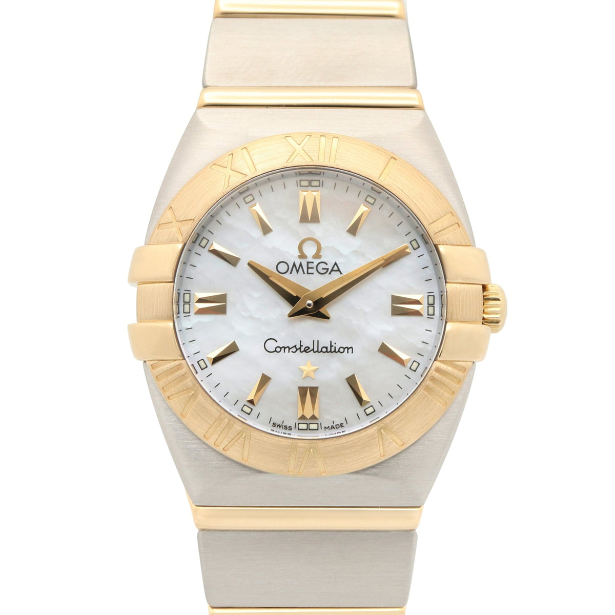 Omega Constellation Double Eagle Watch, 18K (Yellow Gold) Stainless Steel, Ladies', White/White Mother-of-Pearl Case, 1381.70 — Very Good