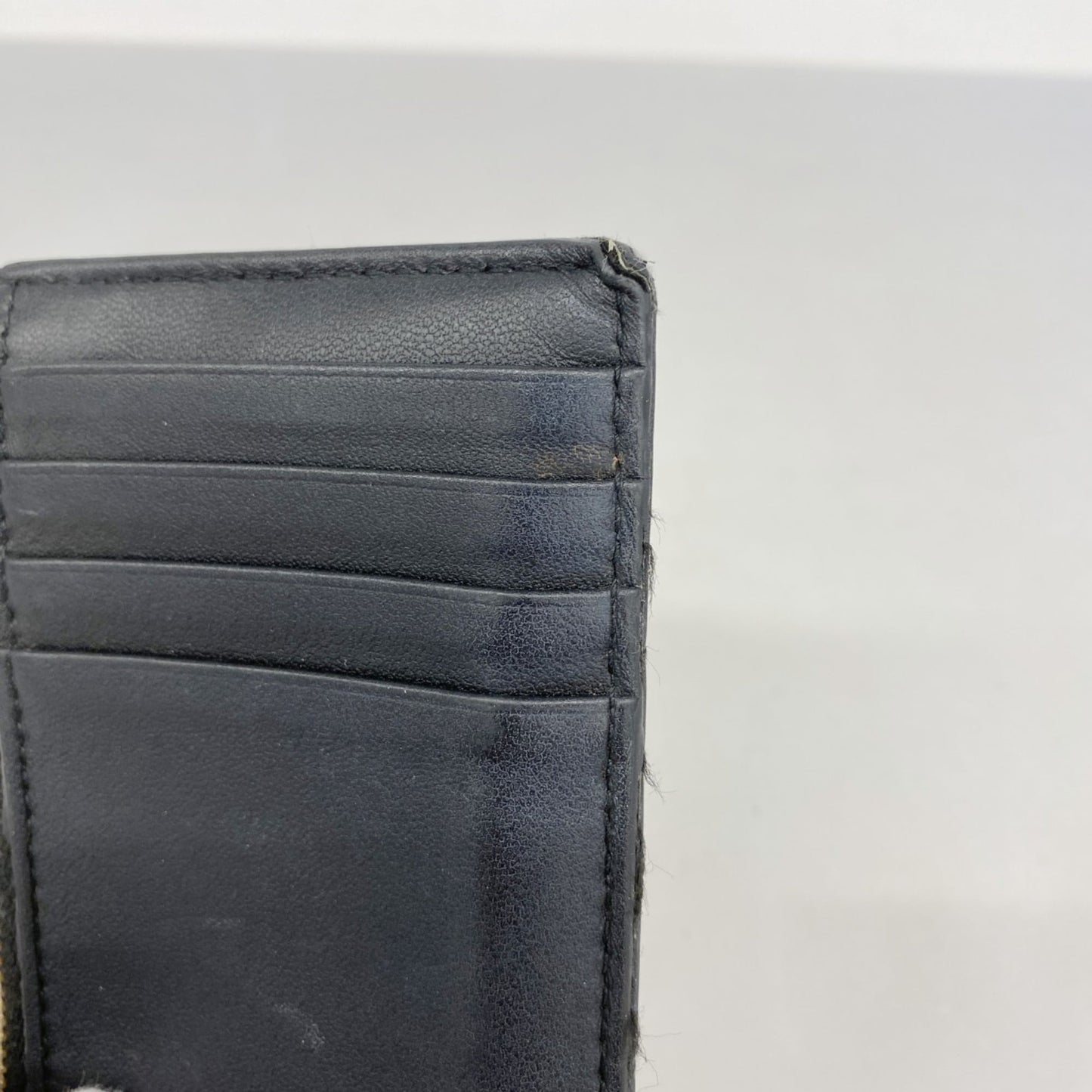 Christian Dior Cannage Leather Wallet/Coin Case in Black Champagne for Women