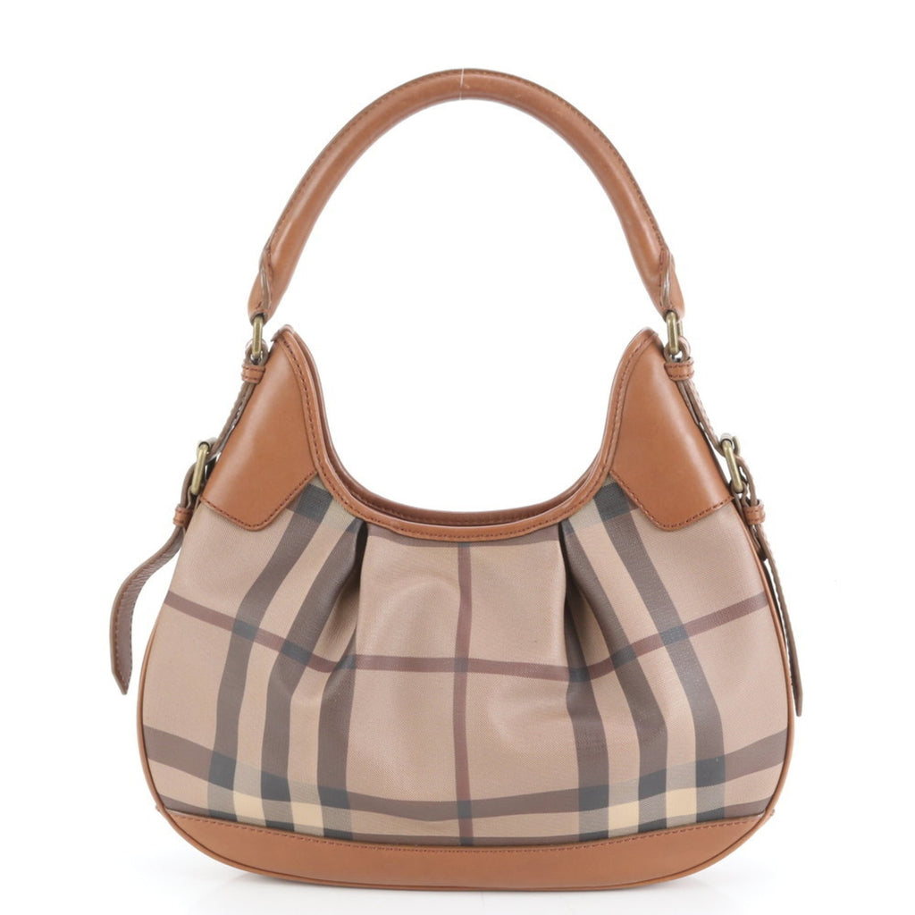 Burberry Nova Check Leather Shoulder Bag/Tote Bag/Handbag Brown Women's