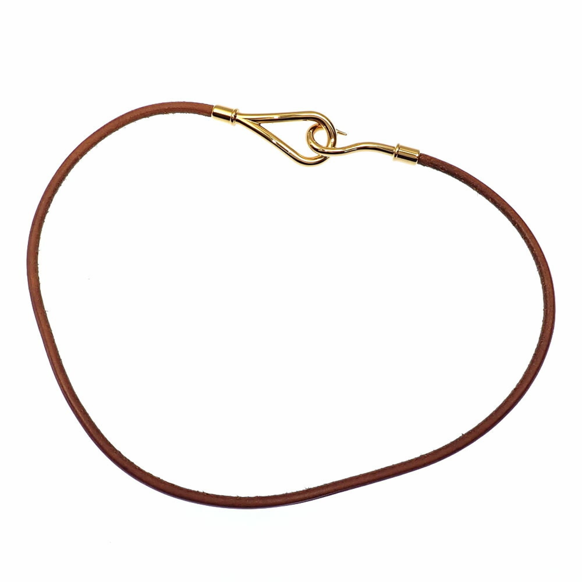 Hermes Hermès Jumbo Bracelet for Women, GP Leather, Brown, Double-Strand Choker