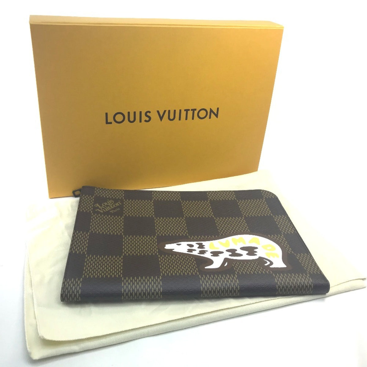 LOUIS VUITTON N60390 Damier Giant Pochette Jour NIGO collaboration clutch bag canvas men's Ebene brown — New - Store Return