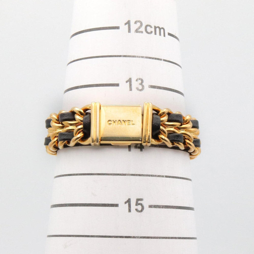 Chanel CHANEL Première S Watch, Gold Plated (GP), Leather Strap, Women's, Black, H0001 — Very Good