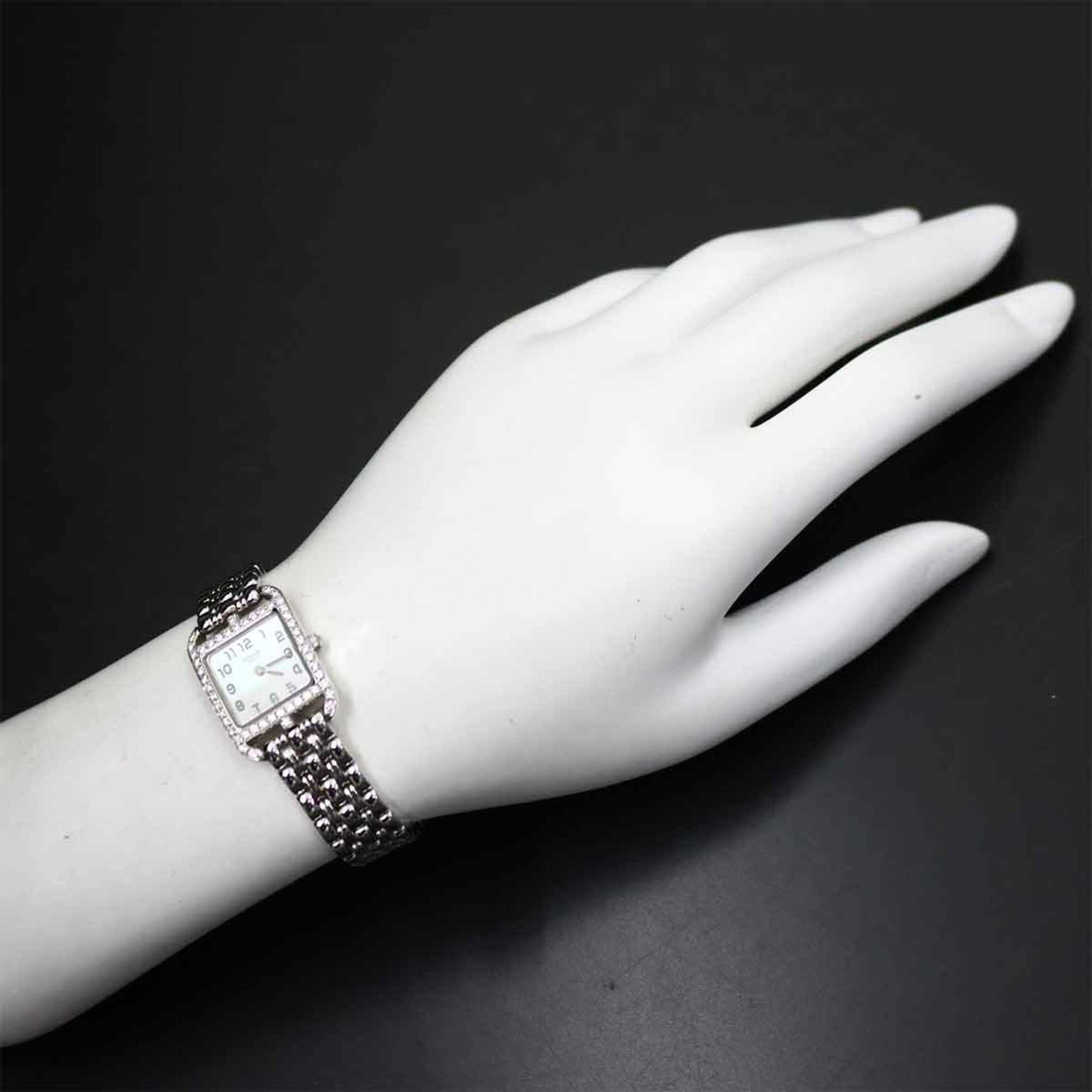 Hermes Cape Cod Mini CC1 192 Women's Watch, Diamond Bezel, White Shell, 18K Gold, Solid Quartz Watch — Very Good