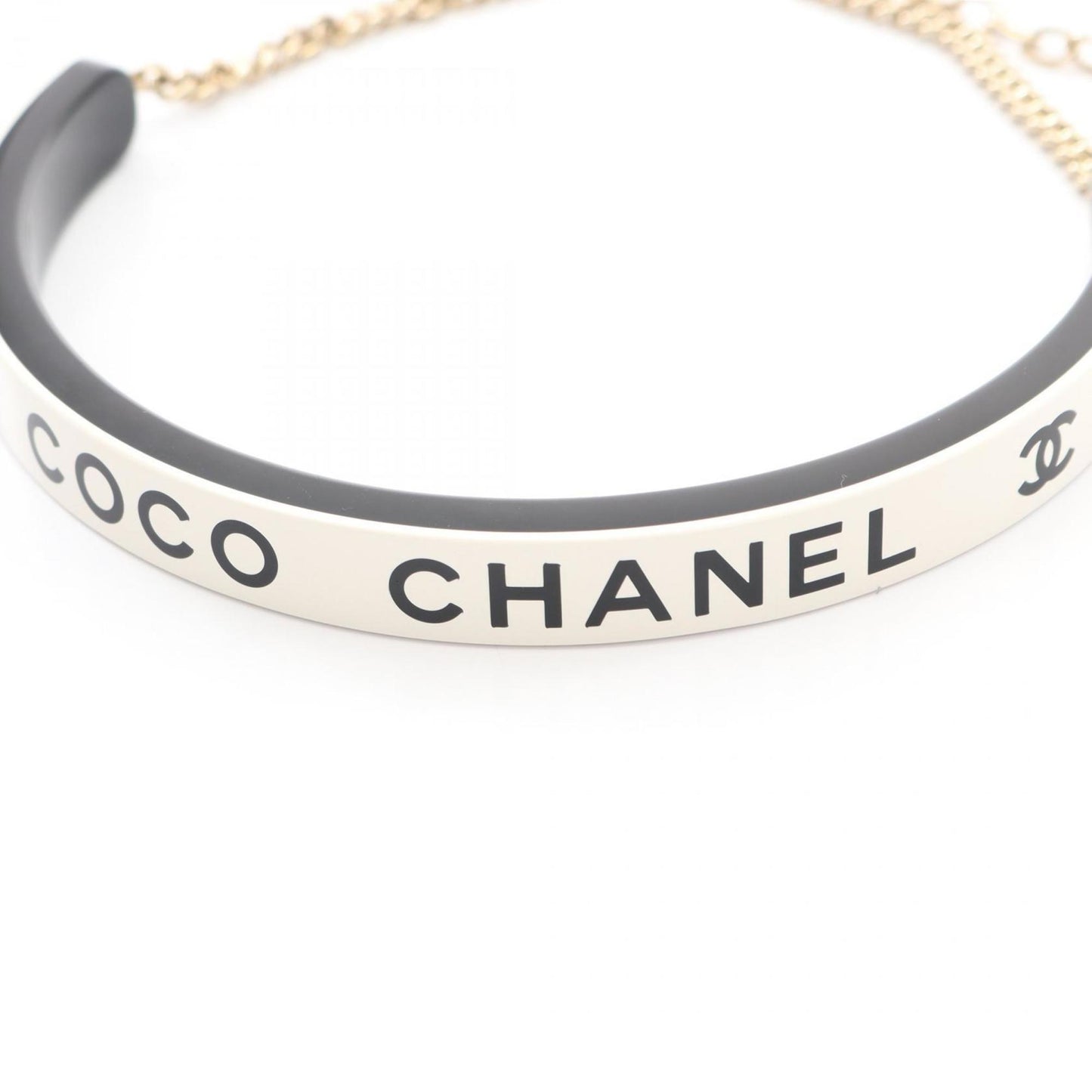 CHANEL Choker Accessory, GP (Gold Plated), Plastic, Women's, Gold, White, Black, B22S