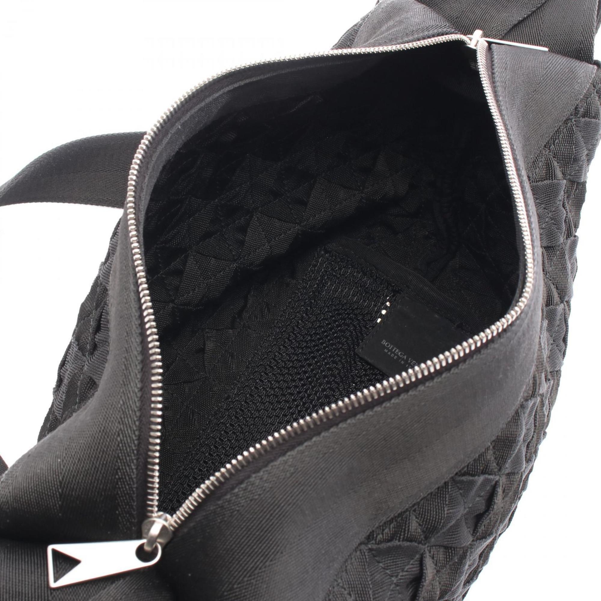 Bottega Veneta Intrecciato Webbing Shoulder Bag in Nylon Canvas, Women's, Black