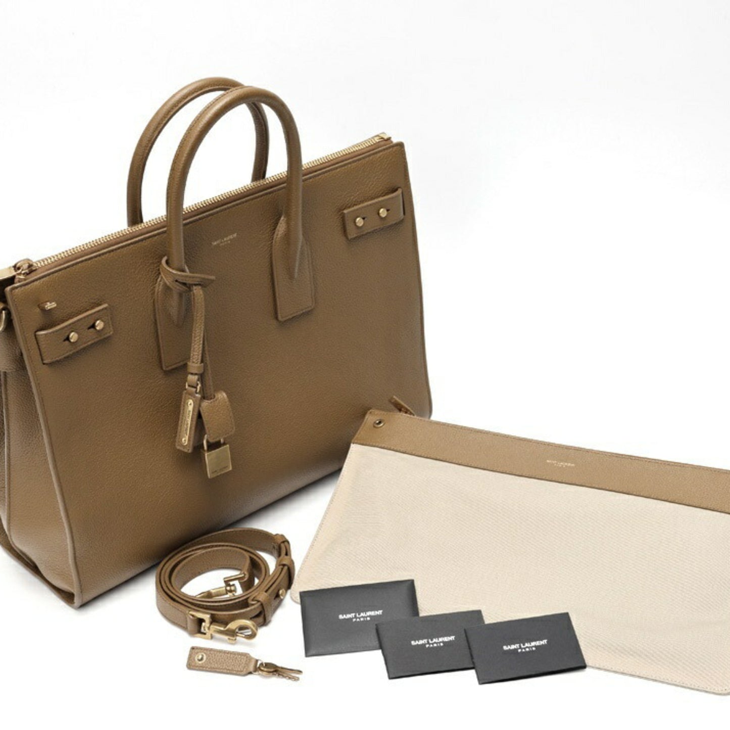 Saint Laurent SAINT LAURENT Thin Large Sac du Jour 737586 Grained Leather Camel K-158493