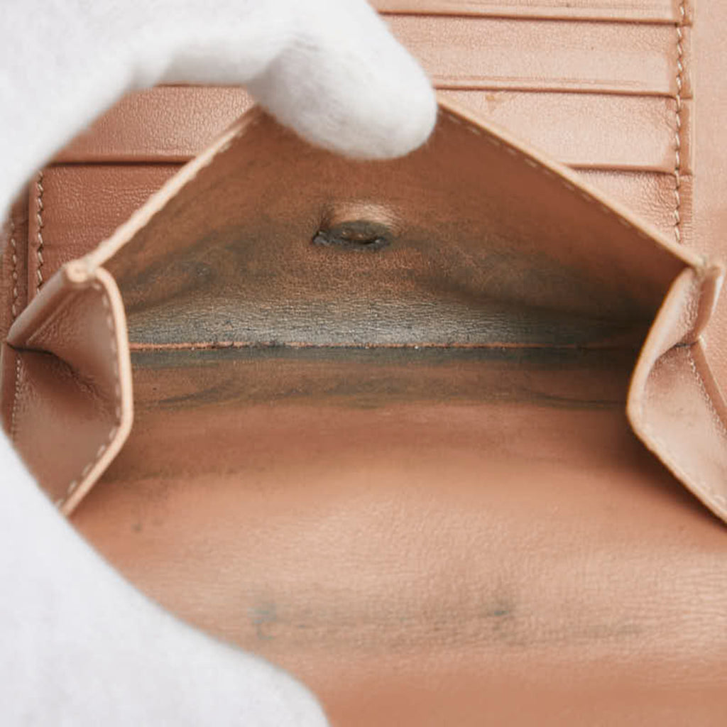 Celine Small Trifold Wallet, Beige Leather, Women's