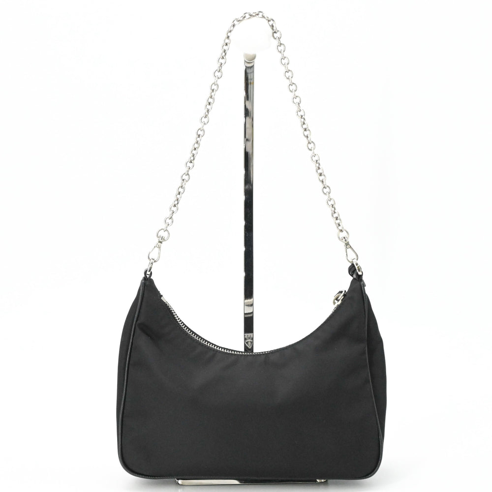 PRADA Tessuto Nylon Leather Shoulder Bag Handbag for Women, Triangle Design, Black IBH204 — Like New