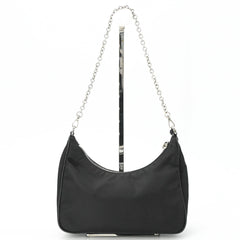 PRADA Tessuto Nylon Leather Shoulder Bag Handbag for Women, Triangle Design, Black IBH204 — Like New