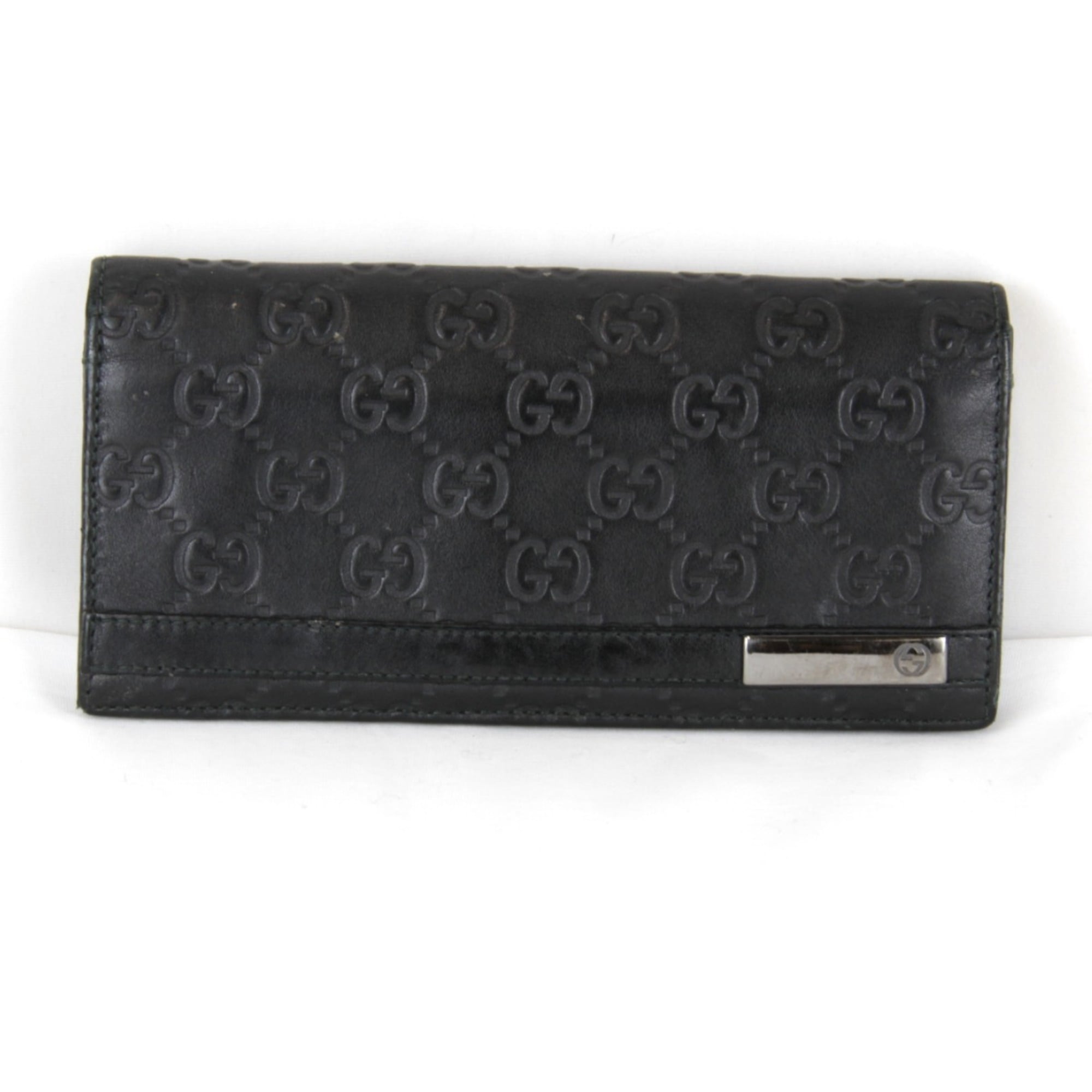 GUCCI 233112 493075 Long Wallet in Shimmer Leather, Black, Women's