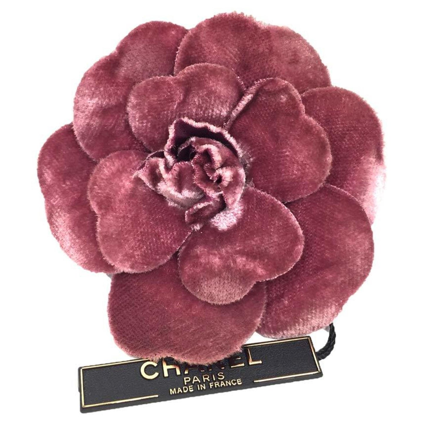 CHANEL Camellia Corsage Brooch Velour Velvet Smoky Pink 95A Women's
